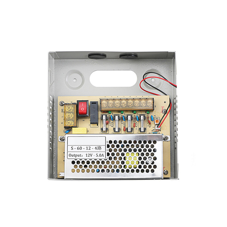 60W 5A 4CH DC12V Output Switch Mode CCTV Distribution Box Portable Power Supply For IR Camera Monitoring Equipment LED Tape Lights 60W 5A 4CH DC12V Output Switch Mode CCTV Distribution Box Portable Power Supply For IR Camera Monitoring Equipment LED Tape Lights